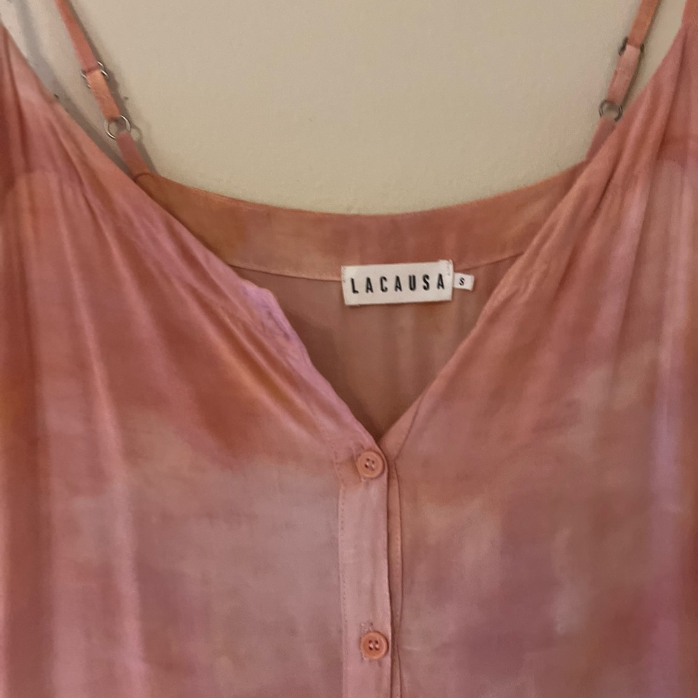 LACAUSA Pink Tie Dye Midi Dress Women’s Size S Small - Picture 4 of 4